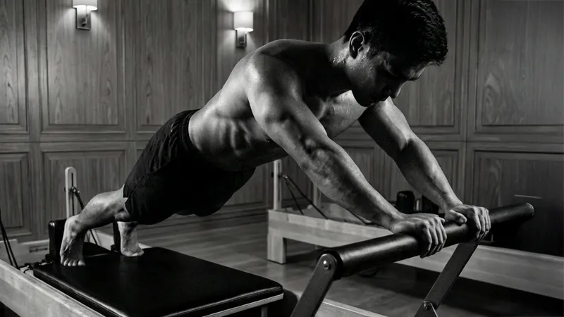 Male athlete doing Pilates - building core strength and spinal stability
